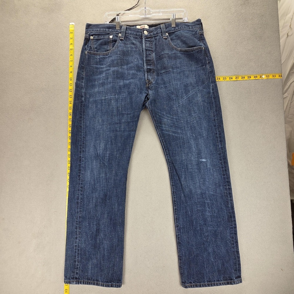 Levis 501 Jeans Mens 38x32 Blue Medium Wash Regular Straight Button‎ Fly Denim
